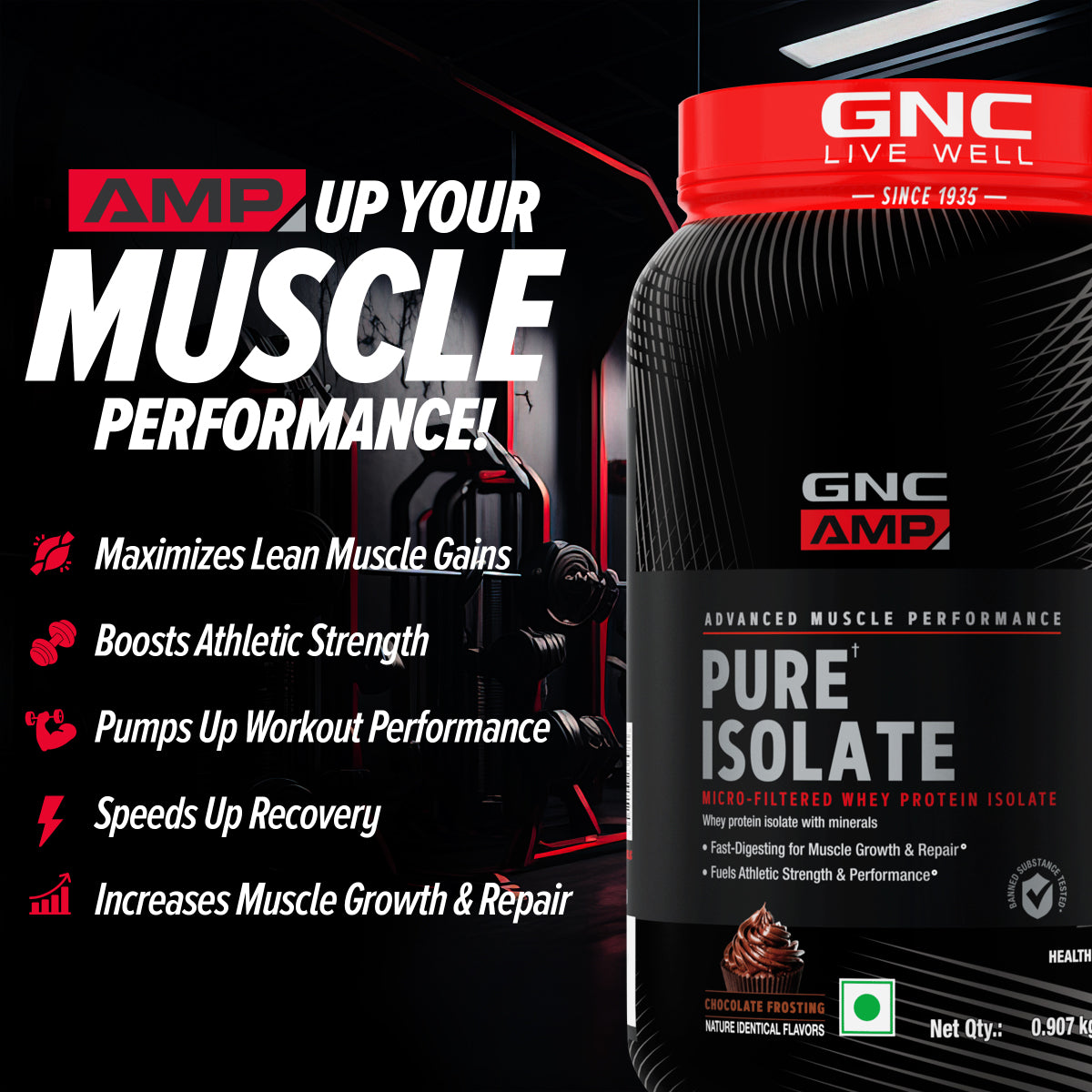 GNC AMP Pure Isolate (Low/Zero Carb)  Advanced Muscle Building To Amplify Muscle Performance